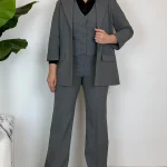 کت و شلوار و جلیقه بزیاق ترک طوسی